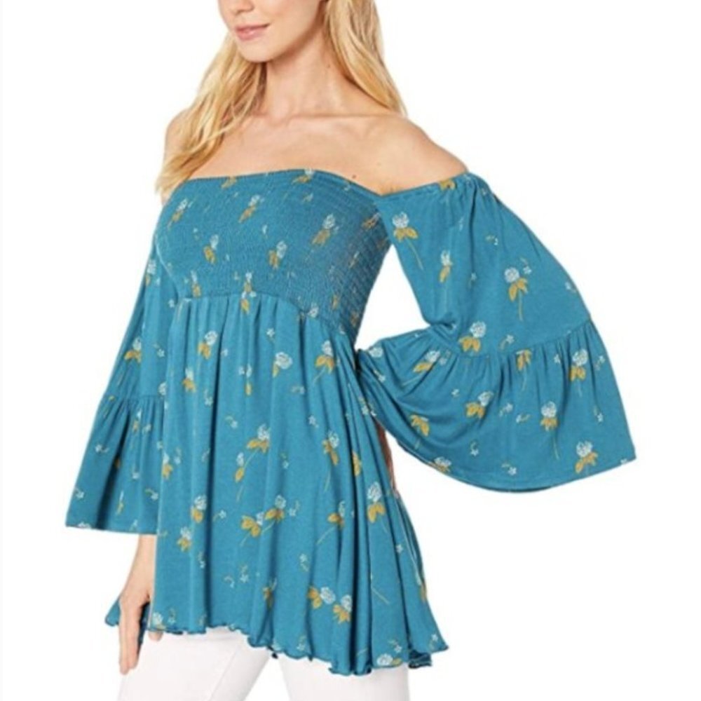 NWT. Free People Lana Off The Shoulder Floral Top. Size S.